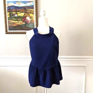 Blue sleeveless peplum top-Whitney Eve